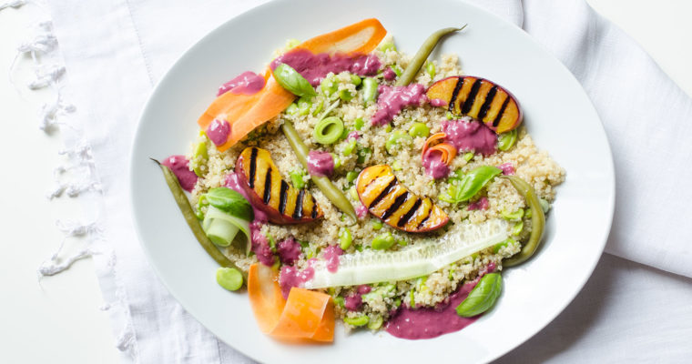 Summer salad with quinoa and grilled peaches {vegan + gluten free}