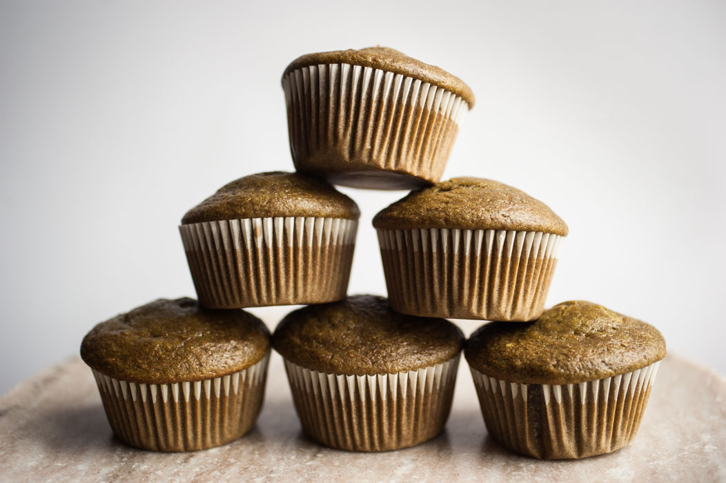 Matcha muffins with a melt-in-your-mouth pumpkin seed butter heart {vegan}