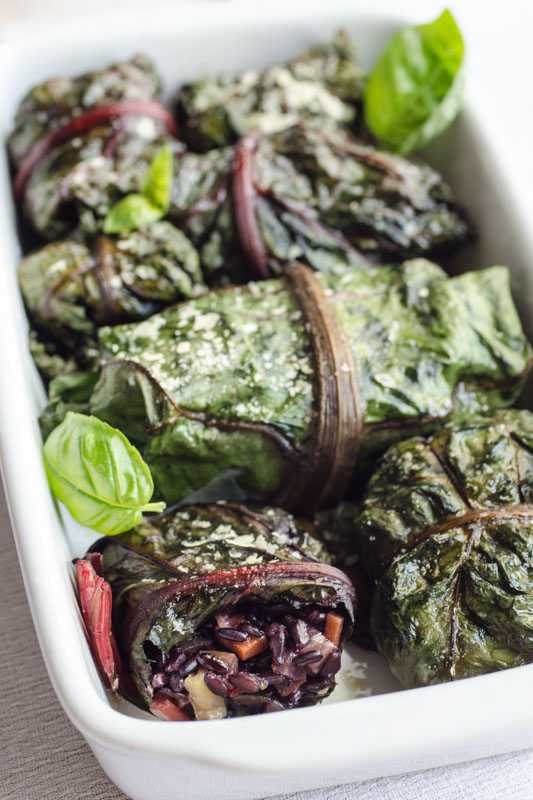Marta's Plants - Rainbow chard rolls stuffed with black rice salad {vegan + gluten free}