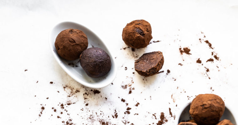 Easiest 2-ingredient chocolate truffles {vegan + gluten free}