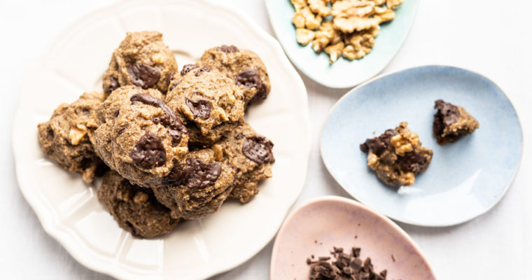 Buckwheat drop cookies with chocolate and walnuts {vegan}