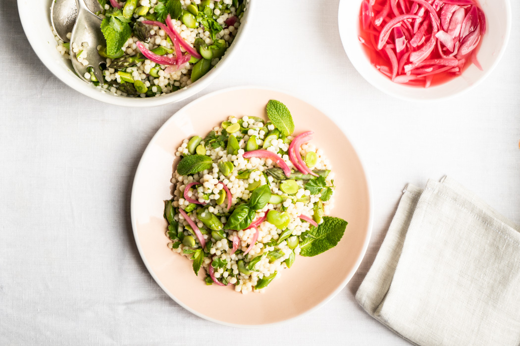 Pearl couscous green salad {vegan} - Marta's Plants