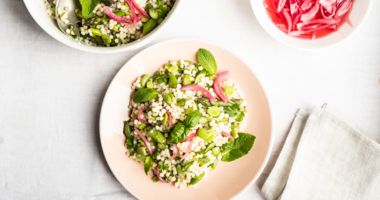 Pearl couscous green salad {vegan}